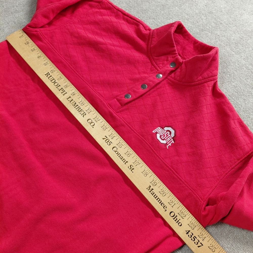 Ohio State Buckeyes NCAA 1/4 Snap Womens LARGE Pullover Front Pocket Red Logo - Picture 4 of 12
